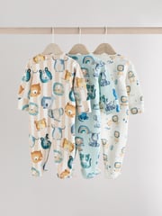 Blue Two Way Zip Baby Sleepsuits 3 Pack (0mths-2yrs) - Image 2 of 11