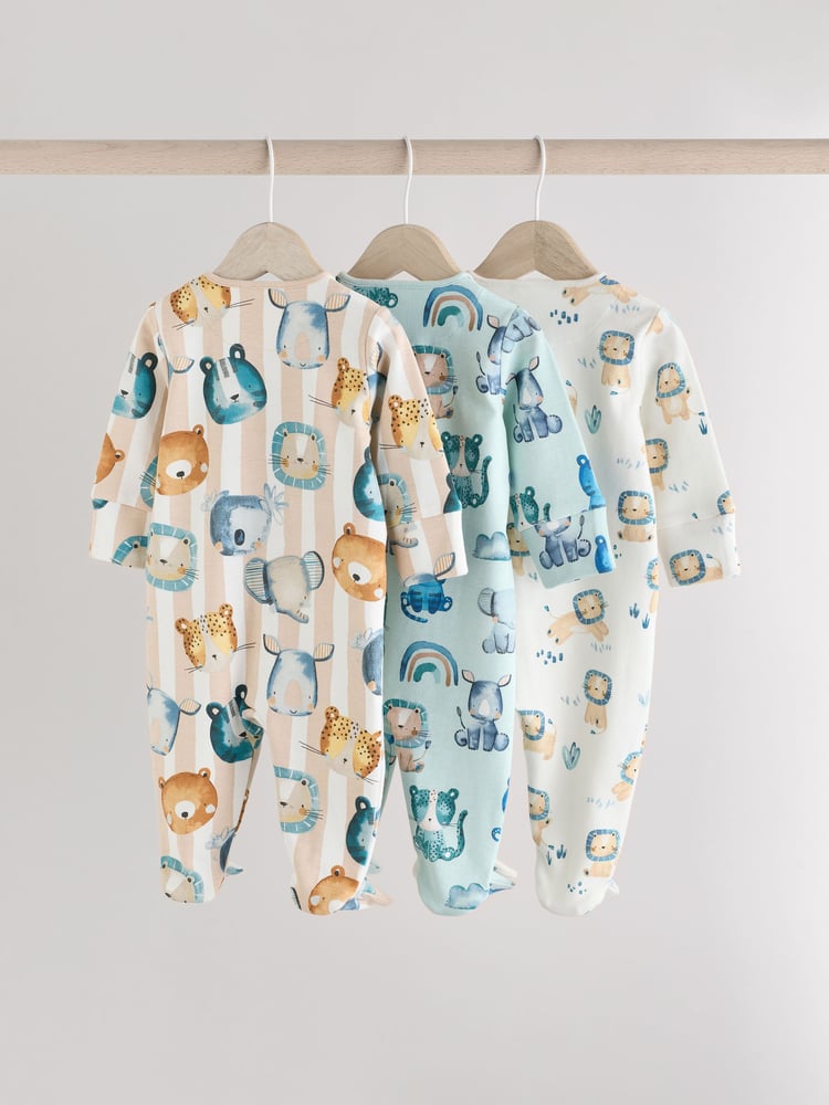 Blue Two Way Zip Baby Sleepsuits 3 Pack (0mths-2yrs) - Image 2 of 11