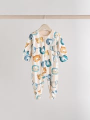 Blue Two Way Zip Baby Sleepsuits 3 Pack (0mths-2yrs) - Image 3 of 11