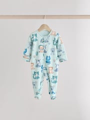Blue Two Way Zip Baby Sleepsuits 3 Pack (0mths-2yrs) - Image 5 of 11