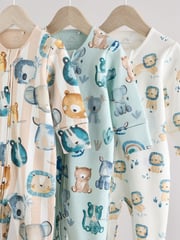Blue Two Way Zip Baby Sleepsuits 3 Pack (0mths-2yrs) - Image 7 of 11