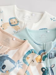 Blue Two Way Zip Baby Sleepsuits 3 Pack (0mths-2yrs) - Image 8 of 11