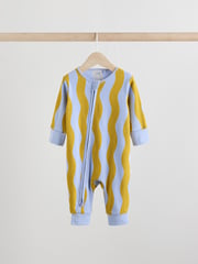 Blue/Orange Baby Two Way Zip Footless 100% Cotton Sleepsuits 3 Pack (0mths-3yrs) - Image 3 of 13