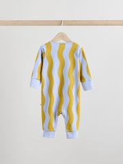 Blue/Orange Baby Two Way Zip Footless 100% Cotton Sleepsuits 3 Pack (0mths-3yrs) - Image 4 of 13