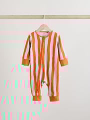 Blue/Orange Baby Two Way Zip Footless 100% Cotton Sleepsuits 3 Pack (0mths-3yrs) - Image 5 of 13