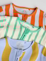 Blue/Orange Baby Two Way Zip Footless 100% Cotton Sleepsuits 3 Pack (0mths-3yrs) - Image 8 of 13