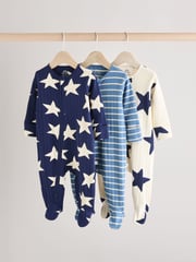 Navy Star Sleepsuits 3 Pack (0mths-2yrs) - Image 1 of 12
