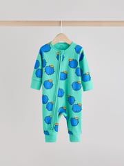 Bright Veg Baby Two Way Zip Footless 100% Cotton Sleepsuits 3 Pack (0mths-3yrs) - Image 4 of 15