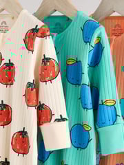 Bright Veg Baby Two Way Zip Footless 100% Cotton Sleepsuits 3 Pack (0mths-3yrs) - Image 7 of 15