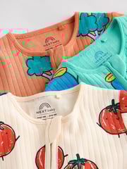 Bright Veg Baby Two Way Zip Footless 100% Cotton Sleepsuits 3 Pack (0mths-3yrs) - Image 8 of 15