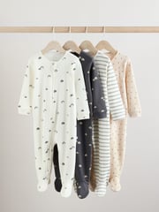 White/Black Two Way Zip Baby Sleepsuits 4 Pack (0mths-2yrs) (0mths-2yrs) - Image 1 of 14