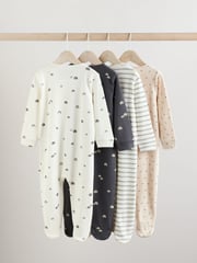 White/Black Two Way Zip Baby Sleepsuits 4 Pack (0mths-2yrs) (0mths-2yrs) - Image 2 of 14