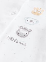 White Baby Animal Print 100% Cotton Sleepsuits 3 Pack (0-2yrs) - Image 10 of 12