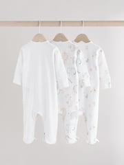White Baby Animal Print 100% Cotton Sleepsuits 3 Pack (0-2yrs) - Image 2 of 12
