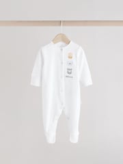White Baby Animal Print 100% Cotton Sleepsuits 3 Pack (0-2yrs) - Image 3 of 12