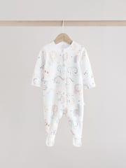 White Baby Animal Print 100% Cotton Sleepsuits 3 Pack (0-2yrs) - Image 4 of 12