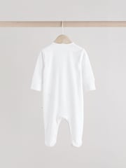 White Baby Animal Print 100% Cotton Sleepsuits 3 Pack (0-2yrs) - Image 5 of 12