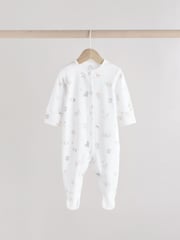 White Baby Animal Print 100% Cotton Sleepsuits 3 Pack (0-2yrs) - Image 6 of 12