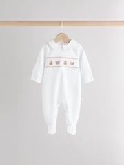 White 100% Cotton Sleepsuits 3 Pack (0-2yrs) - Image 3 of 12