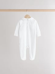 White 100% Cotton Sleepsuits 3 Pack (0-2yrs) - Image 6 of 12