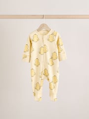 Yellow Baby Spring Two Way Zip 100% Cotton Sleepsuits 3 Pack (0mths-2yrs) - Image 3 of 11