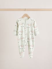 Yellow Baby Spring Two Way Zip 100% Cotton Sleepsuits 3 Pack (0mths-2yrs) - Image 5 of 11