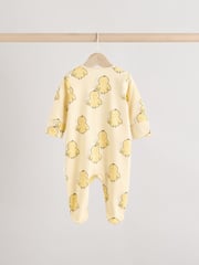 Yellow Baby Spring Two Way Zip 100% Cotton Sleepsuits 3 Pack (0mths-2yrs) - Image 6 of 11