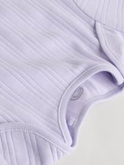 Pink pastels Short Sleeve Rib Baby 100% Cotton Bodysuits 5 Pack - Image 11 of 13