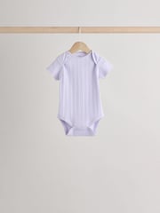 Pink pastels Short Sleeve Rib Baby 100% Cotton Bodysuits 5 Pack - Image 3 of 13