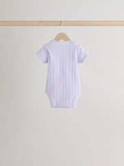 Pink pastels Short Sleeve Rib Baby 100% Cotton Bodysuits 5 Pack - Image 4 of 13