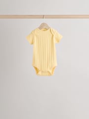 Pink pastels Short Sleeve Rib Baby 100% Cotton Bodysuits 5 Pack - Image 5 of 13