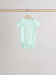 Pink pastels Short Sleeve Rib Baby 100% Cotton Bodysuits 5 Pack - Image 6 of 13