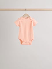 Pink pastels Short Sleeve Rib Baby 100% Cotton Bodysuits 5 Pack - Image 8 of 13