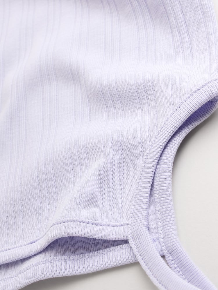 Pale pastels Ribbed Strappy Vest Baby 100% Cotton Bodysuits 5 Pack - Image 13 of 13