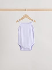 Pale pastels Ribbed Strappy Vest Baby 100% Cotton Bodysuits 5 Pack - Image 3 of 13