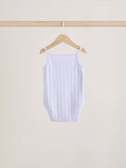 Pale pastels Ribbed Strappy Vest Baby 100% Cotton Bodysuits 5 Pack - Image 4 of 13