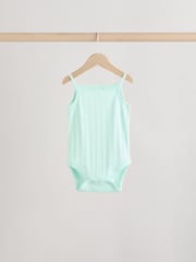 Pale pastels Ribbed Strappy Vest Baby 100% Cotton Bodysuits 5 Pack - Image 6 of 13