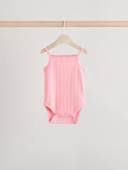Pale pastels Ribbed Strappy Vest Baby 100% Cotton Bodysuits 5 Pack - Image 7 of 13
