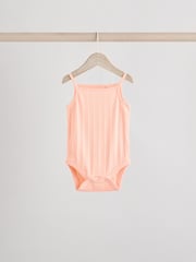 Pale pastels Ribbed Strappy Vest Baby 100% Cotton Bodysuits 5 Pack - Image 8 of 13