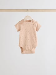 Brown Animal Short Sleeve 100% Cotton Baby Bodysuits 3 Pack - Image 5 of 9