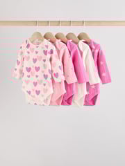 Pink Star Baby Long Sleeve 100% Cotton Bodysuit 5 Pack - Image 1 of 13