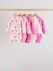 Pink Star Baby Long Sleeve 100% Cotton Bodysuit 5 Pack - Image 2 of 13