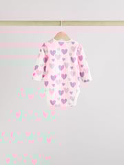 Pink Star Baby Long Sleeve 100% Cotton Bodysuit 5 Pack - Image 4 of 13