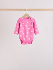 Pink Star Baby Long Sleeve 100% Cotton Bodysuit 5 Pack - Image 6 of 13