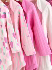 Pink Star Baby Long Sleeve 100% Cotton Bodysuit 5 Pack - Image 9 of 13