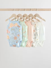 Blue Floral Baby Strappy Vest Bodysuits 5 Pack - Image 1 of 13