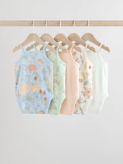 Blue Floral Baby Strappy Vest Bodysuits 5 Pack - Image 2 of 13