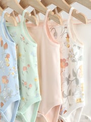 Blue Floral Baby Strappy Vest Bodysuits 5 Pack - Image 9 of 13