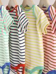 Multi Bright Stripe Short Sleeve Bodysuits 5 Pack - Image 9 of 13