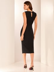 Lipsy Black Bodycon Bow Strap Midi Dress - Image 2 of 4